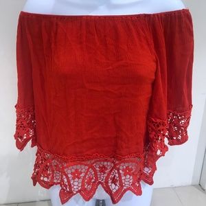 RED OFF THE SHOULDER TOP